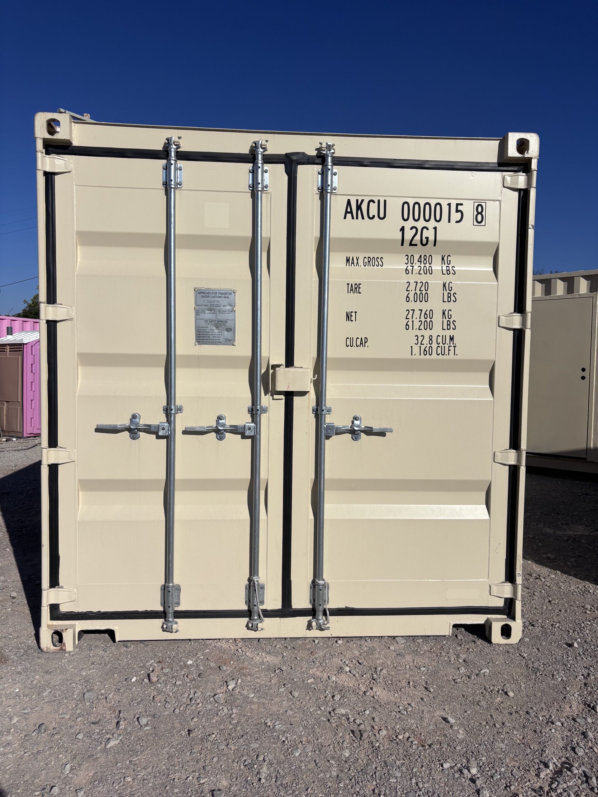 Beige shipping container for sale in Oklahoma
