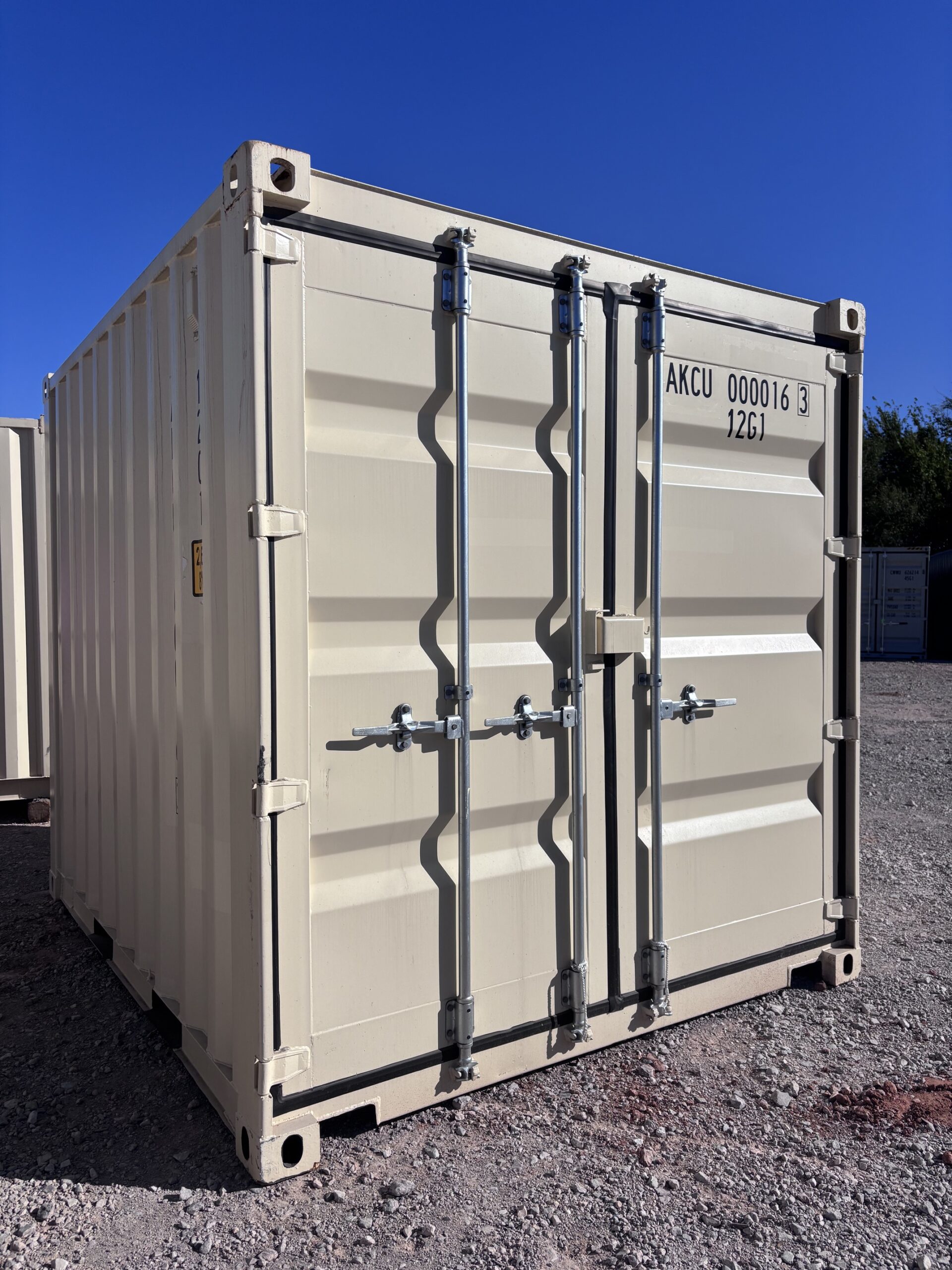 Beige shipping container for sale in Oklahoma