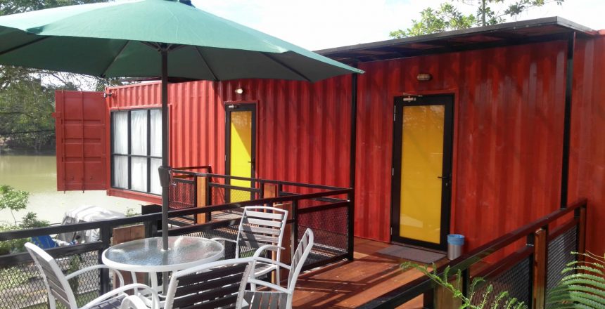 building with shipping containers